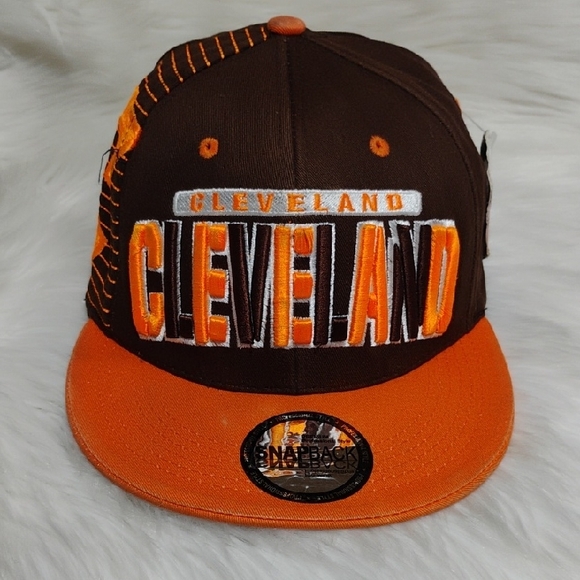 RARE! Cleveland New Leader Brown/Orange Snapback Hat (#01 CAPS CRATE)